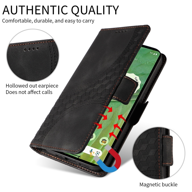 For Samsung Galaxy S24 5G Embossed Rhombus Starry Leather Phone Case(Black) For Samsung Galaxy S24 5G Embossed Rhombus Starry Leather Phone Case(Black)