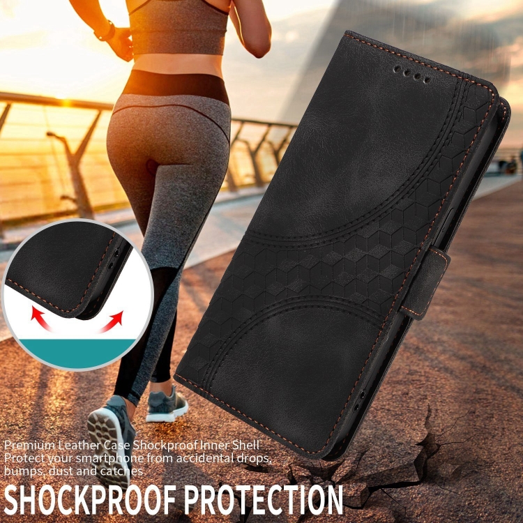 For Samsung Galaxy S24 5G Embossed Rhombus Starry Leather Phone Case(Black) For Samsung Galaxy S24 5G Embossed Rhombus Starry Leather Phone Case(Black)