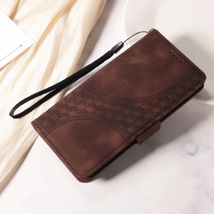 For Samsung Galaxy S22 5G Embossed Rhombus Starry Leather Phone Case(Brown) For Samsung Galaxy S22 5G Embossed Rhombus Starry Leather Phone Case(Brown)