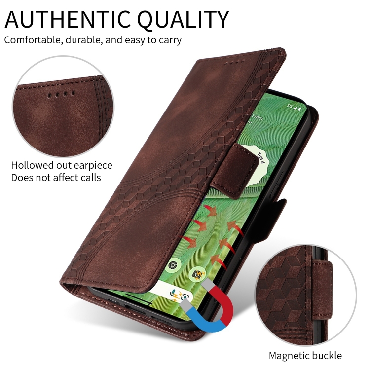 For Samsung Galaxy S22 5G Embossed Rhombus Starry Leather Phone Case(Brown) For Samsung Galaxy S22 5G Embossed Rhombus Starry Leather Phone Case(Brown)