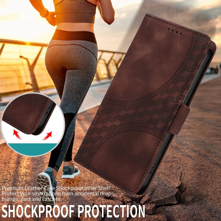 For Samsung Galaxy S22 5G Embossed Rhombus Starry Leather Phone Case(Brown) For Samsung Galaxy S22 5G Embossed Rhombus Starry Leather Phone Case(Brown)