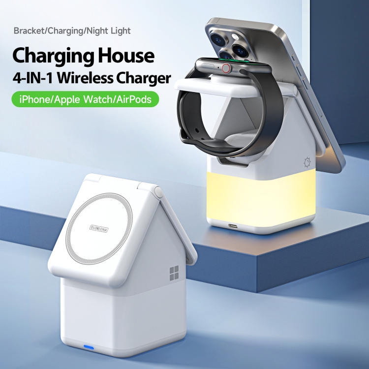 DUZZONA W20 4 in 1 15W Magnetic Wireless Charger Station(White) DUZZONA W20 4 in 1 15W Magnetic Wireless Charger Station(White)