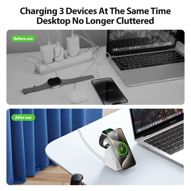 DUZZONA W20 4 in 1 15W Magnetic Wireless Charger Station(White) DUZZONA W20 4 in 1 15W Magnetic Wireless Charger Station(White)