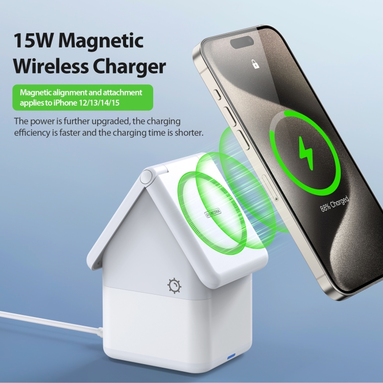 DUZZONA W20 4 in 1 15W Magnetic Wireless Charger Station(White) DUZZONA W20 4 in 1 15W Magnetic Wireless Charger Station(White)