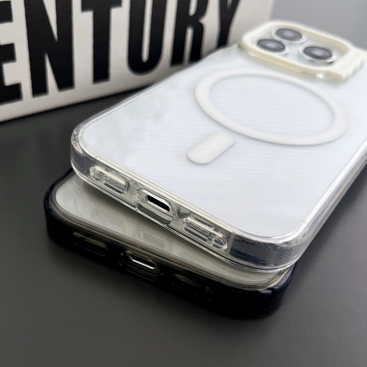 For iPhone 15 Pro MagSafe Colorful Wavy Circle PC Hybrid TPU Phone Case(Black)
