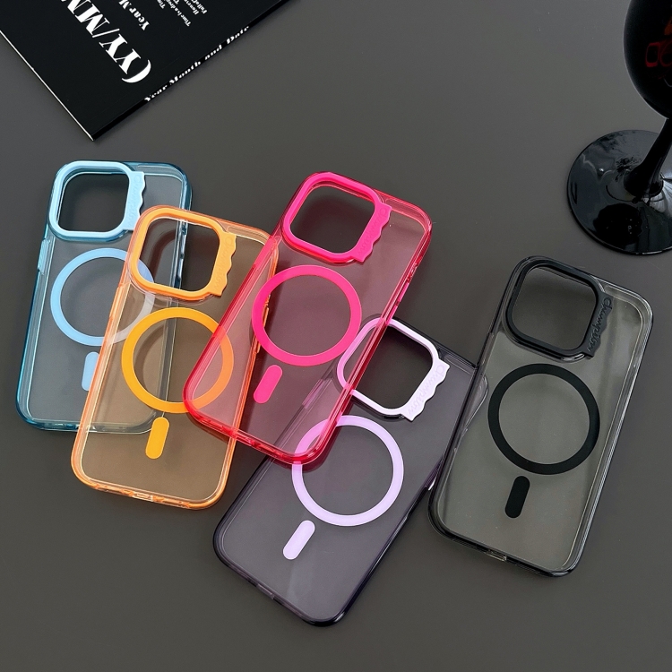 For iPhone 15 Pro MagSafe Colorful Wavy Circle PC Hybrid TPU Phone Case(Black)