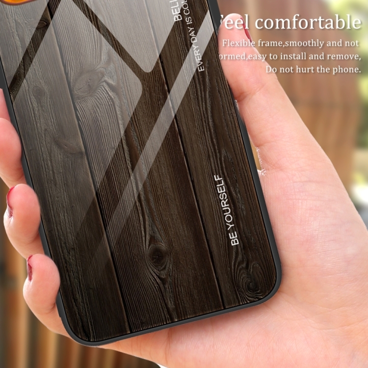 For Samsung Galaxy S24 FE 5G Wood Grain Glass Phone Case(Black) For Samsung Galaxy S24 FE 5G Wood Grain Glass Phone Case(Black)