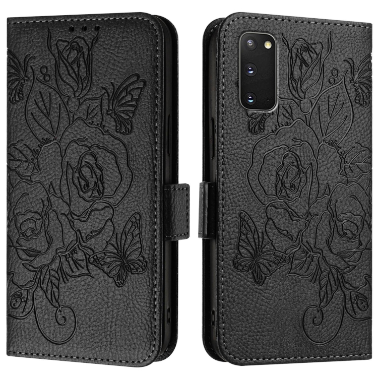 For Samsung Galaxy S20 FE 5G / 4G Embossed Rose RFID Anti-theft Leather Phone Case(Black) For Samsung Galaxy S20 FE 5G / 4G Embossed Rose RFID Anti-theft Leather Phone Case(Black)