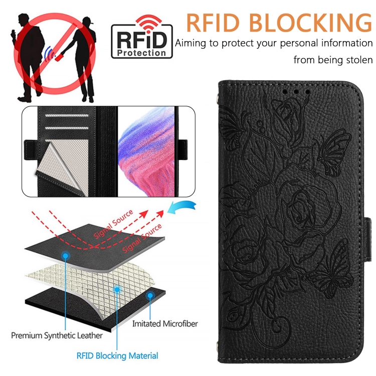 For Samsung Galaxy S20 FE 5G / 4G Embossed Rose RFID Anti-theft Leather Phone Case(Black) For Samsung Galaxy S20 FE 5G / 4G Embossed Rose RFID Anti-theft Leather Phone Case(Black)