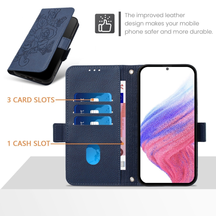 For Samsung Galaxy S21 Ultra 5G Embossed Rose RFID Anti-theft Leather Phone Case(Dark Blue) For Samsung Galaxy S21 Ultra 5G Embossed Rose RFID Anti-theft Leather Phone Case(Dark Blue)