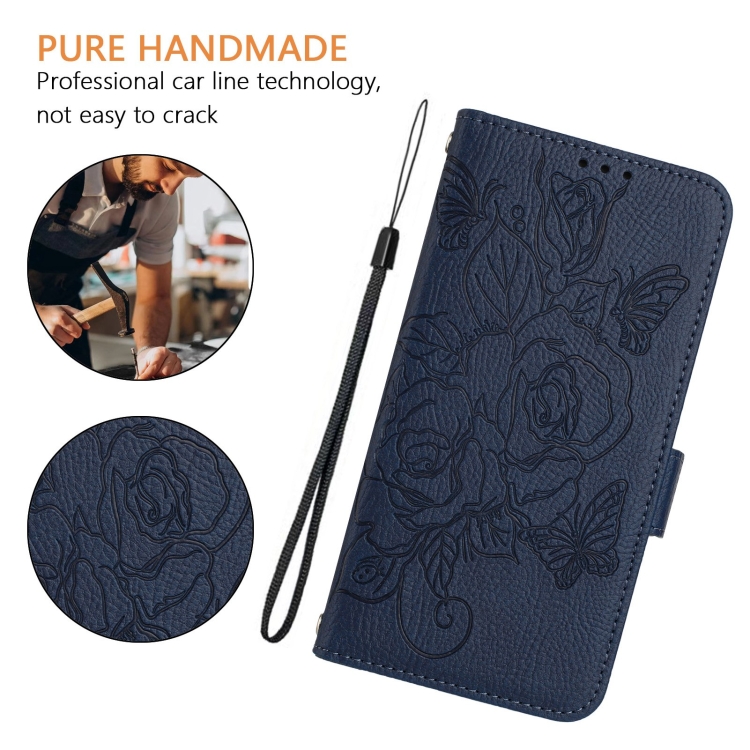 For Samsung Galaxy S21 Ultra 5G Embossed Rose RFID Anti-theft Leather Phone Case(Dark Blue) For Samsung Galaxy S21 Ultra 5G Embossed Rose RFID Anti-theft Leather Phone Case(Dark Blue)