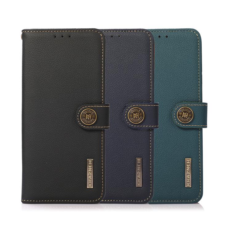 For Redmi Note 17 4G Global 169.7mm KHAZNEH Custer Texture RFID Genuine Leather Phone Case(Black)