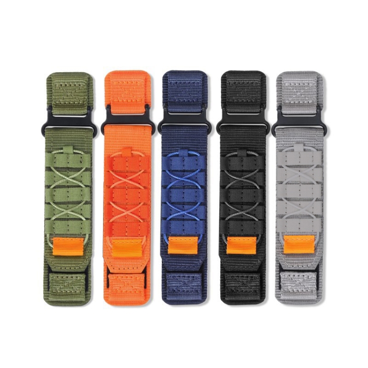 Нейлоновый ремешок для часов с плоской веревкой, 20 мм (армейский зеленый) с застежкой-петлей - B1