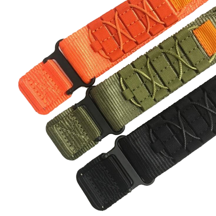 Нейлоновый ремешок для часов с плоской веревкой, 20 мм (армейский зеленый) с застежкой-петлей - B4