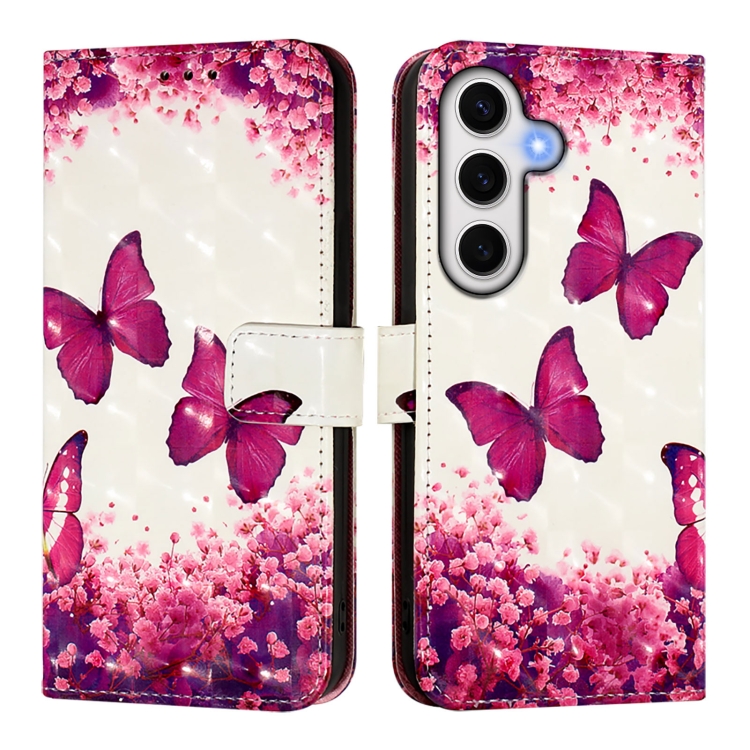 For Samsung Galaxy S24 FE 5G 3D Painting Horizontal Flip Leather Phone Case(Rose Butterfly) For Samsung Galaxy S24 FE 5G 3D Painting Horizontal Flip Leather Phone Case(Rose Butterfly)