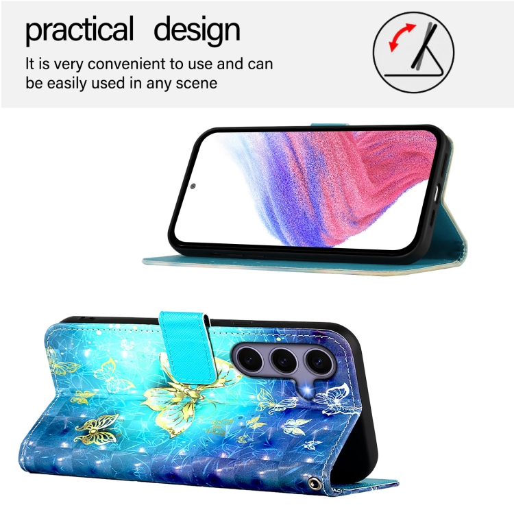 For Samsung Galaxy S25 5G 3D Painting Horizontal Flip Leather Phone Case(Golden Butterfly) For Samsung Galaxy S25 5G 3D Painting Horizontal Flip Leather Phone Case(Golden Butterfly)