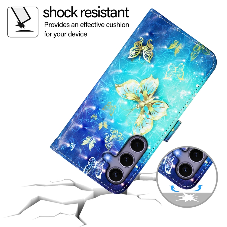 For Samsung Galaxy S25 5G 3D Painting Horizontal Flip Leather Phone Case(Golden Butterfly) For Samsung Galaxy S25 5G 3D Painting Horizontal Flip Leather Phone Case(Golden Butterfly)