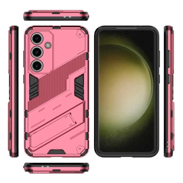 For Samsung Galaxy S24 FE 5G Punk Armor 2 in 1 PC + TPU Shockproof Phone Case with Invisible Holder(Light Red) For Samsung Galaxy S24 FE 5G Punk Armor 2 in 1 PC + TPU Shockproof Phone Case with Invisible Holder(Light Red)