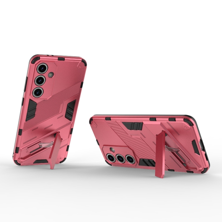 For Samsung Galaxy S24 FE 5G Punk Armor 2 in 1 PC + TPU Shockproof Phone Case with Invisible Holder(Light Red) For Samsung Galaxy S24 FE 5G Punk Armor 2 in 1 PC + TPU Shockproof Phone Case with Invisible Holder(Light Red)