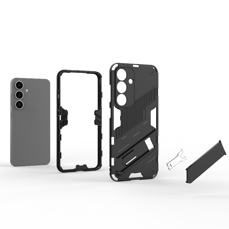 For Samsung Galaxy S25 5G Punk Armor 2 in 1 PC + TPU Shockproof Phone Case with Invisible Holder(Black) For Samsung Galaxy S25 5G Punk Armor 2 in 1 PC + TPU Shockproof Phone Case with Invisible Holder(Black)