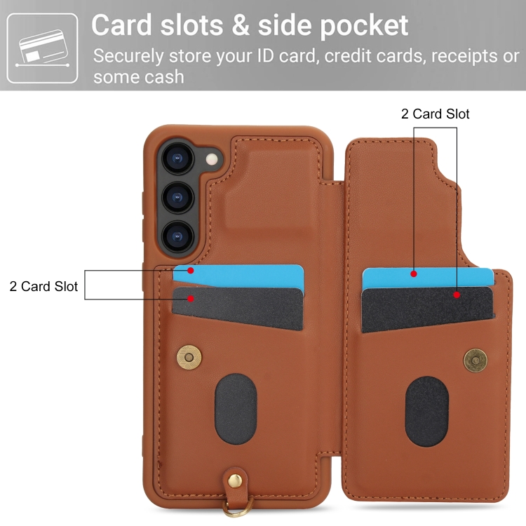 For Samsung Galaxy S22+ 5G Crossbody Flower Pattern Leather Phone Case(Brown) For Samsung Galaxy S22+ 5G Crossbody Flower Pattern Leather Phone Case(Brown)