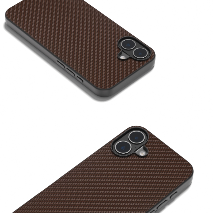 For iPhone 16 Carbon Fiber Texture Protective Phone Case(Dark Brown) For iPhone 16 Carbon Fiber Texture Protective Phone Case(Dark Brown)