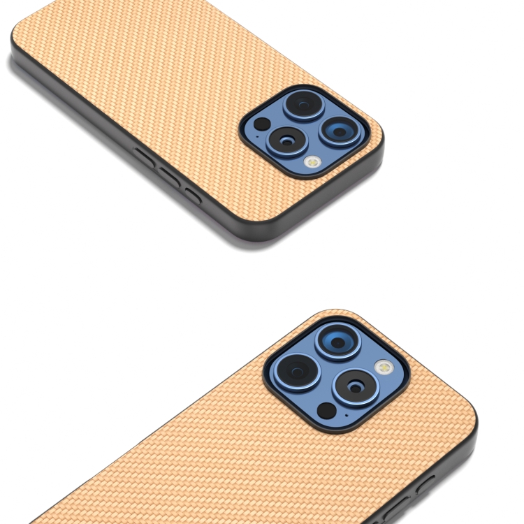 For iPhone 16 Pro Carbon Fiber Texture Protective Phone Case(Gold) For iPhone 16 Pro Carbon Fiber Texture Protective Phone Case(Gold)