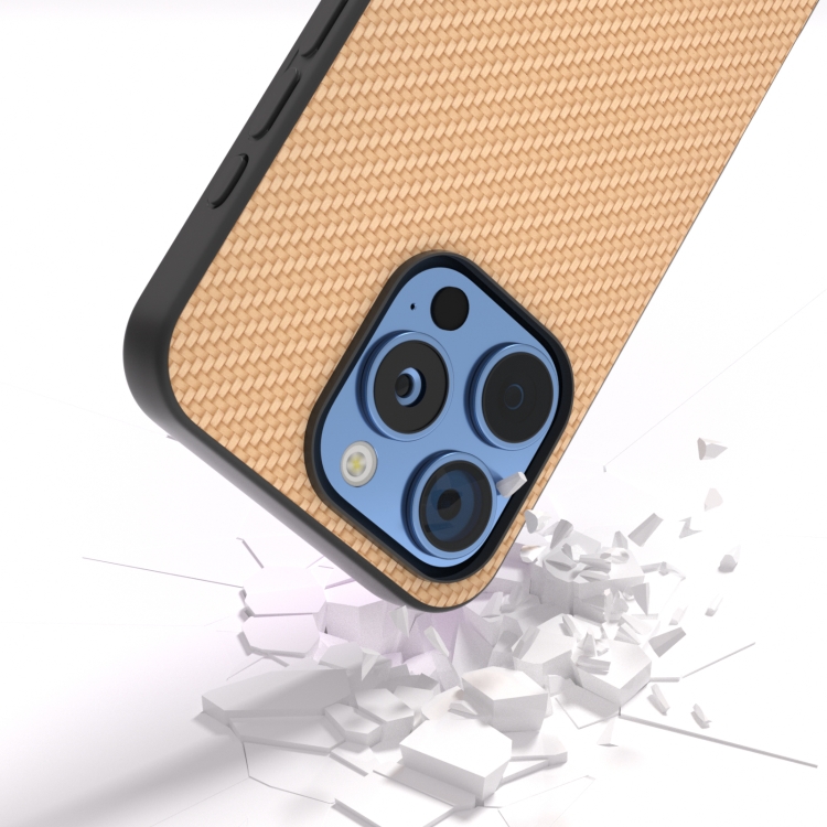 For iPhone 16 Pro Carbon Fiber Texture Protective Phone Case(Gold) For iPhone 16 Pro Carbon Fiber Texture Protective Phone Case(Gold)