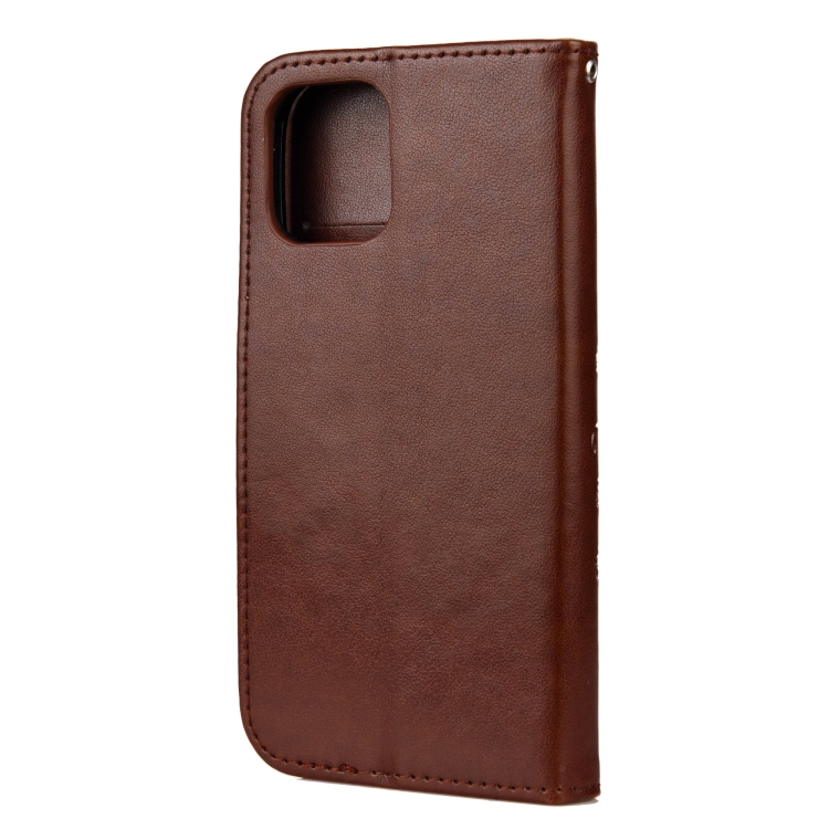 For iPhone 12 / 12 Pro Butterfly Flower Pattern Horizontal Flip Leather Case with Holder & Card Slots & Wallet(Brown) For iPhone 12 / 12 Pro Butterfly Flower Pattern Horizontal Flip Leather Case with Holder & Card Slots & Wallet(Brown)