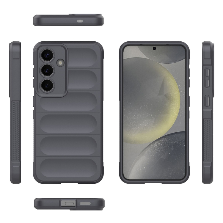 For Samsung Galaxy S25 5G Magic Shield TPU + Flannel Phone Case(Dark Grey)