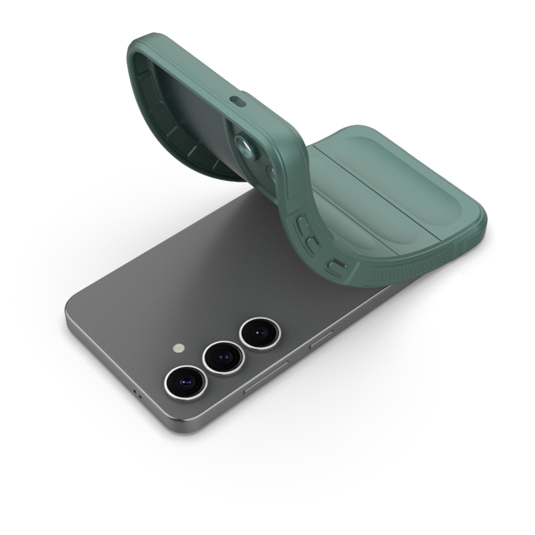 For Samsung Galaxy S25 5G Magic Shield TPU + Flannel Phone Case(Dark Grey)