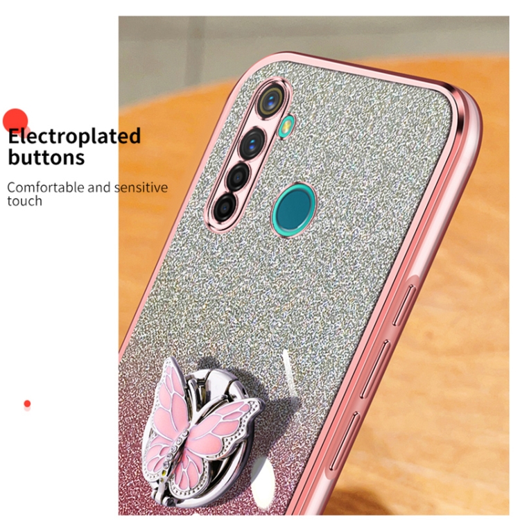 For Realme Pro Plated Gradient Glitter Butterfly Holder TPU