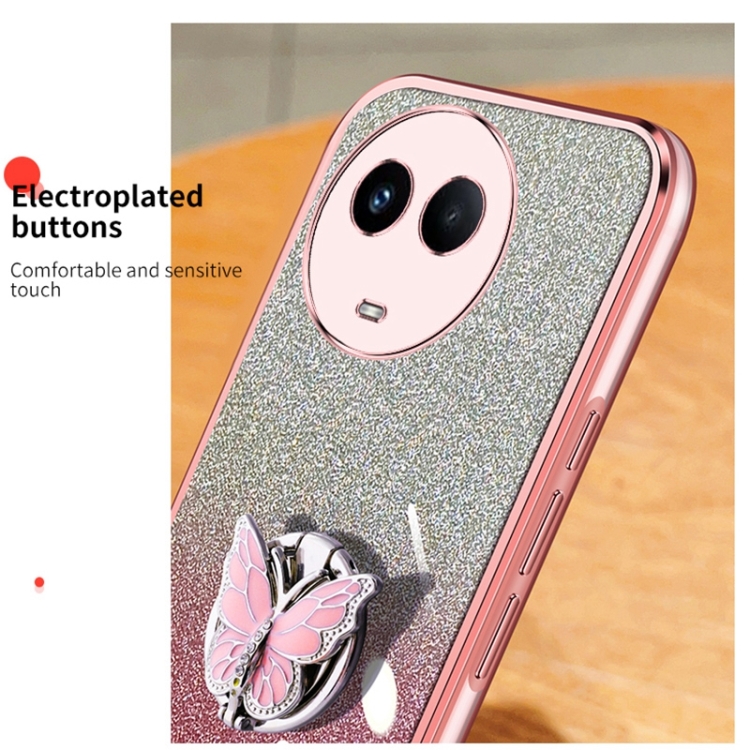 For Realme 11 5G Plated Gradient Glitter Butterfly Holder TPU
