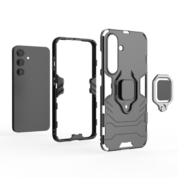 For Samsung Galaxy S25 5G PC + TPU Shockproof Protective Phone Case with Magnetic Ring Holder(Black)