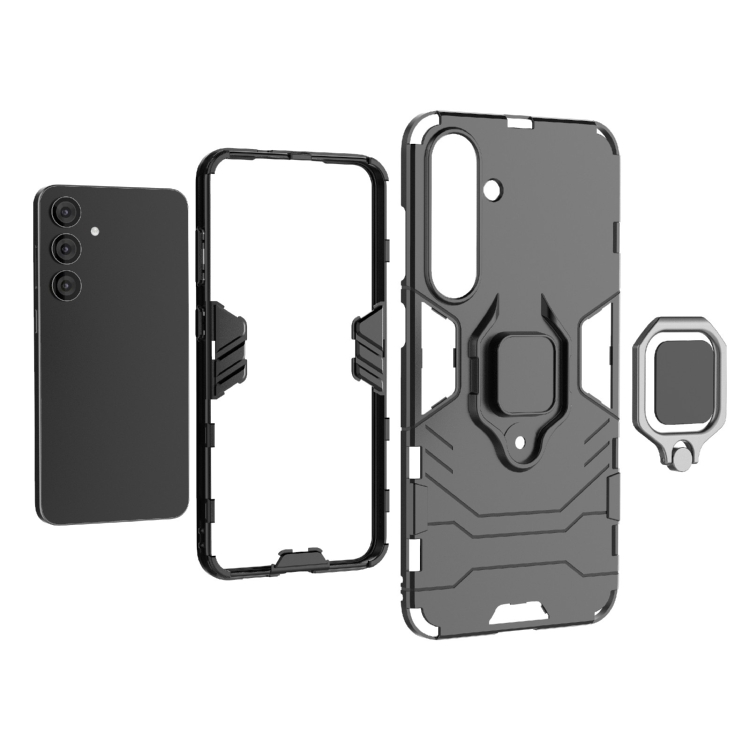 For Samsung Galaxy S25+ 5G PC + TPU Shockproof Protective Phone Case with Magnetic Ring Holder(Black) For Samsung Galaxy S25+ 5G PC + TPU Shockproof Protective Phone Case with Magnetic Ring Holder(Black)