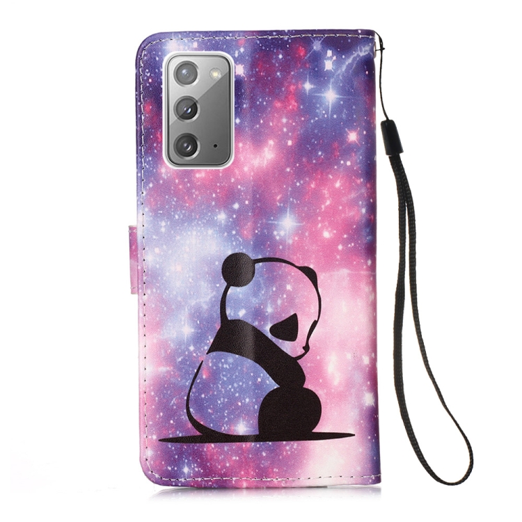 For Samsung Galaxy Note20 Colored Drawing Pattern Plain Weave Horizontal Flip Leather Case with Holder & Card Slot & Wallet & Lanyard(Baby Panda) For Samsung Galaxy Note20 Colored Drawing Pattern Plain Weave Horizontal Flip Leather Case with Holder & Card Slot & Wallet & Lanyard(Baby Panda)