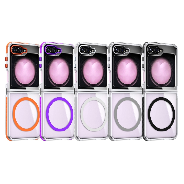 For Samsung Galaxy Z Flip6 Dual-Color Clear Acrylic Hybrid TPU MagSafe Phone Case(Orange) For Samsung Galaxy Z Flip6 Dual-Color Clear Acrylic Hybrid TPU MagSafe Phone Case(Orange)