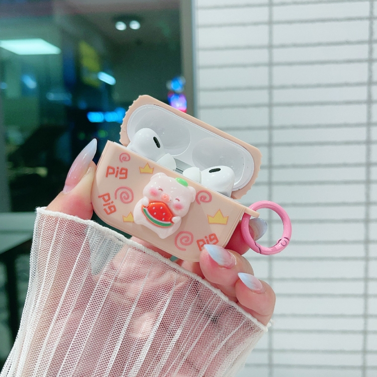 For AirPods Pro 2 Fresh 3D Piglet Pattern Earbuds Box PC Case