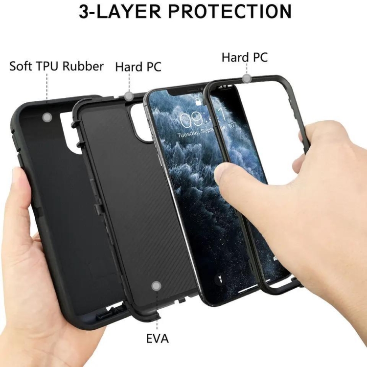 For iPhone 14 Robot Three-proof Life Waterproof Phone Case with Holder(Wine Red + Pink) For iPhone 14 Robot Three-proof Life Waterproof Phone Case with Holder(Wine Red + Pink)