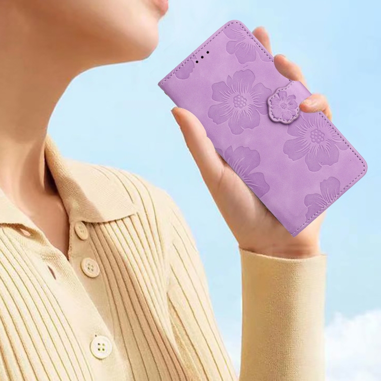 For Samsung Galaxy S25+ 5G Flower Embossing Pattern Leather Phone Case(Purple) For Samsung Galaxy S25+ 5G Flower Embossing Pattern Leather Phone Case(Purple)