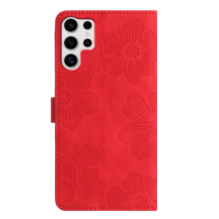 For Samsung Galaxy S25 Ultra 5G Flower Embossing Pattern Leather Phone Case(Red) For Samsung Galaxy S25 Ultra 5G Flower Embossing Pattern Leather Phone Case(Red)
