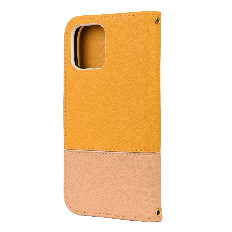 For iPhone 12 Pro Max Splicing Color Horizontal Flip Leather Case with Holder & Photo Frame & Card Slots & Wallet(Yellow) For iPhone 12 Pro Max Splicing Color Horizontal Flip Leather Case with Holder & Photo Frame & Card Slots & Wallet(Yellow)
