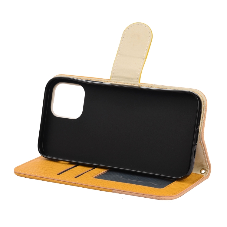 For iPhone 12 Pro Max Splicing Color Horizontal Flip Leather Case with Holder & Photo Frame & Card Slots & Wallet(Yellow) For iPhone 12 Pro Max Splicing Color Horizontal Flip Leather Case with Holder & Photo Frame & Card Slots & Wallet(Yellow)