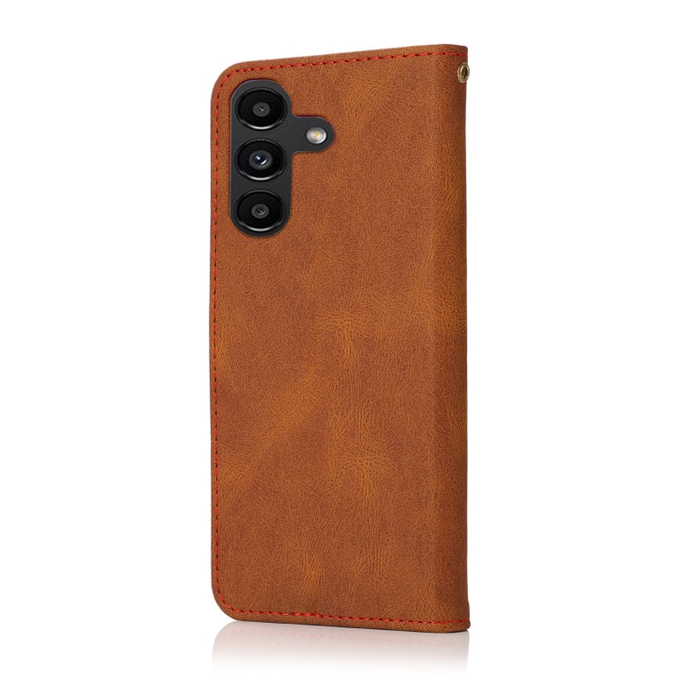 For Samsung Galaxy S24 FE 5G Dual-color Stitching Leather Phone Case(Brown Red) For Samsung Galaxy S24 FE 5G Dual-color Stitching Leather Phone Case(Brown Red)