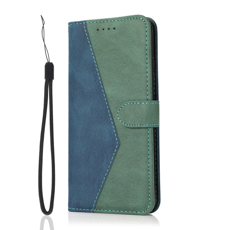 For Samsung Galaxy S25 5G Dual-color Stitching Leather Phone Case(Blue Green) For Samsung Galaxy S25 5G Dual-color Stitching Leather Phone Case(Blue Green)