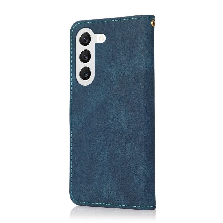 For Samsung Galaxy S25 5G Dual-color Stitching Leather Phone Case(Blue Green) For Samsung Galaxy S25 5G Dual-color Stitching Leather Phone Case(Blue Green)