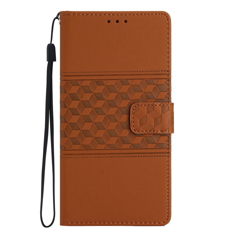 For Samsung Galaxy S25 5G Diamond Embossed Skin Feel Leather Phone Case(Brown) For Samsung Galaxy S25 5G Diamond Embossed Skin Feel Leather Phone Case(Brown)