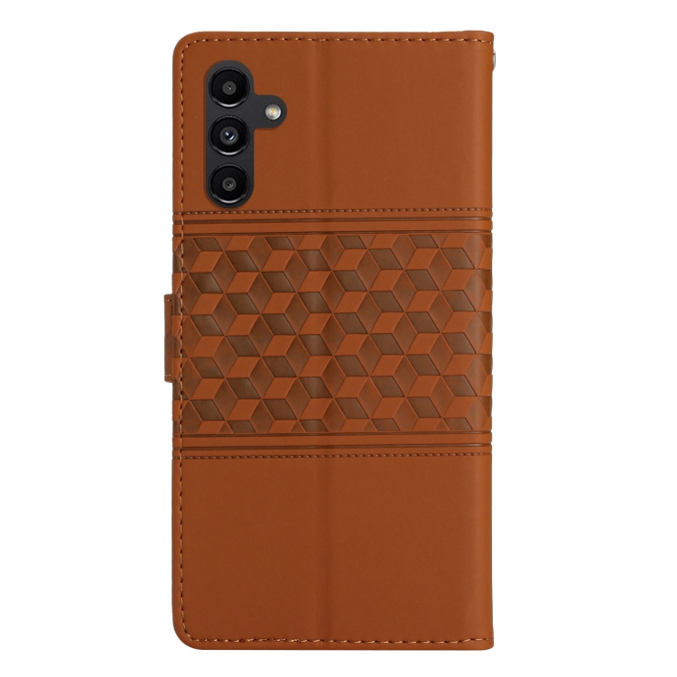 For Samsung Galaxy S25 5G Diamond Embossed Skin Feel Leather Phone Case(Brown) For Samsung Galaxy S25 5G Diamond Embossed Skin Feel Leather Phone Case(Brown)