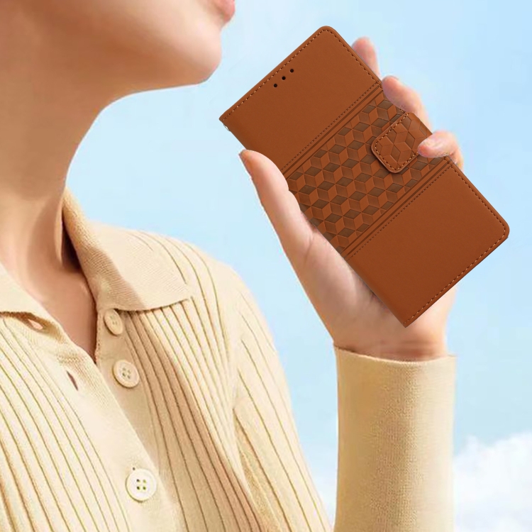 For Samsung Galaxy S25 5G Diamond Embossed Skin Feel Leather Phone Case(Brown) For Samsung Galaxy S25 5G Diamond Embossed Skin Feel Leather Phone Case(Brown)
