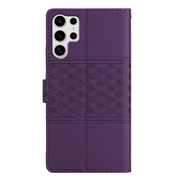 For Samsung Galaxy S25 Ultra 5G Diamond Embossed Skin Feel Leather Phone Case(Purple) For Samsung Galaxy S25 Ultra 5G Diamond Embossed Skin Feel Leather Phone Case(Purple)